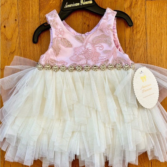 AMERICAN PRINCESS DRESS 6 MONTHS PINK & WHITE - Picture 9 of 16